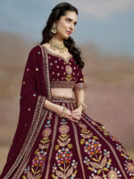 Maroon Color Georgette Fabric Embroidery Sequence Work Lehenga
