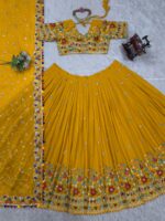 Mustard Yellow Color Faux Georgette Fabric Lehenga