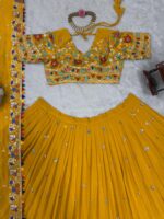 Mustard Yellow Color Faux Georgette Fabric Lehenga