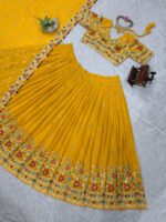 Mustard Yellow Color Faux Georgette Fabric Lehenga