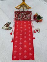 Navratri Special Red Color Faux Georgette Fabric Chain Work With Real Mirror Work Top Suit