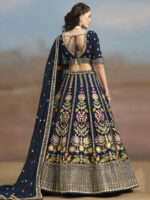 Navy Blue Color Georgette Fabric Embroidery Sequence Work Lehenga