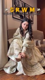 Off White Color Chinon Fabric Thread With Sequence Work Suit