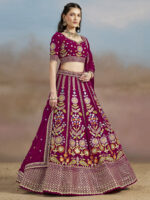 Pink Color Georgette Fabric Embroidery Sequence Work Lehenga