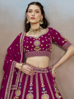 Pink Color Georgette Fabric Embroidery Sequence Work Lehenga