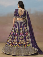 Purple Color Georgette Fabric Embroidery Sequence Work Lehenga