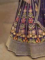 Purple Color Georgette Fabric Embroidery Sequence Work Lehenga