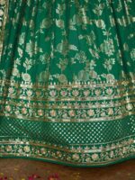 Rama Green Color Dola Silk Jacquard Fabric Sequence And Jari Embroidery Work Lehenga