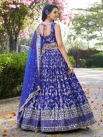 Royal Blue Color Dola Silk Jacquard Fabric Sequence And Jari Embroidery Work Lehenga