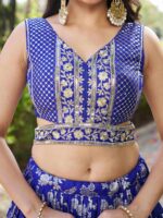 Royal Blue Color Dola Silk Jacquard Fabric Sequence And Jari Embroidery Work Lehenga