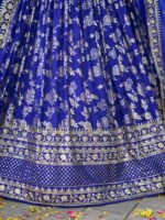 Royal Blue Color Dola Silk Jacquard Fabric Sequence And Jari Embroidery Work Lehenga