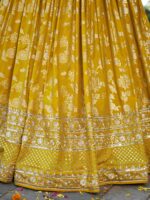 Yellow Color Dola Silk Jacquard Fabric Sequence And Jari Embroidery Work Lehenga