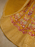 Yellow Color Georgette Fabric Embroidery Sequence Work Lehenga