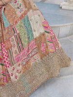 Beige Color Chinon Silk Fabric Digital Print Embroidery Work Lehenga