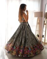 Black Faux Georgette Lehenga Elegant Sequence Design