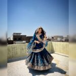 Blue Color Faux Georgette Fabric Thread With Sequence Work Lehenga