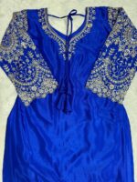 Blue Elegant Chinon Silk Palazzo Set with Organza Dupatta