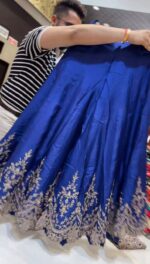 Blue Elegant Chinon Silk Palazzo Set with Organza Dupatta