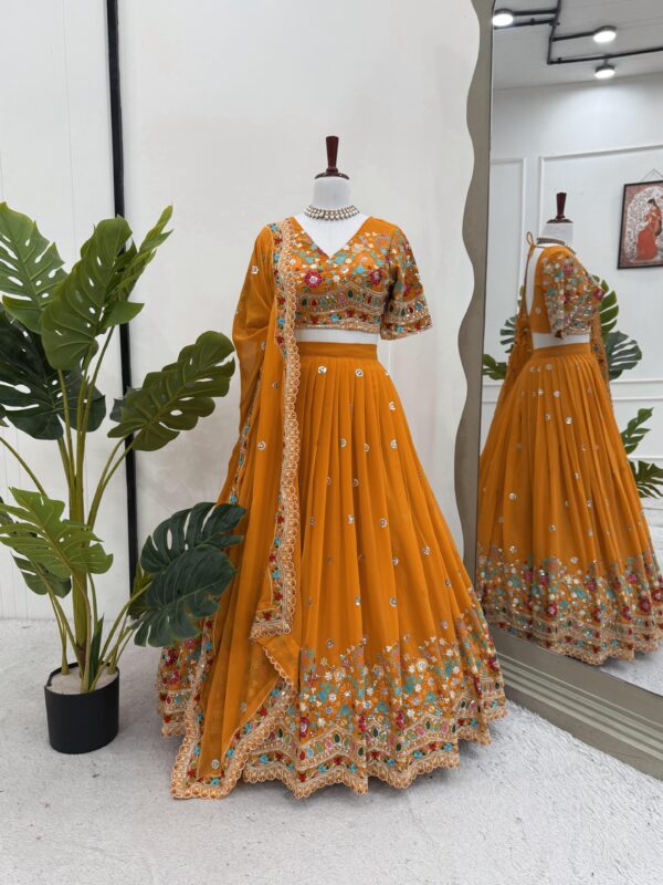 Fanta Color Faux Georgette Fabric Lehenga