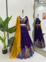 Deep Violet Color Faux Georgette Fabric Lehenga – Stylish