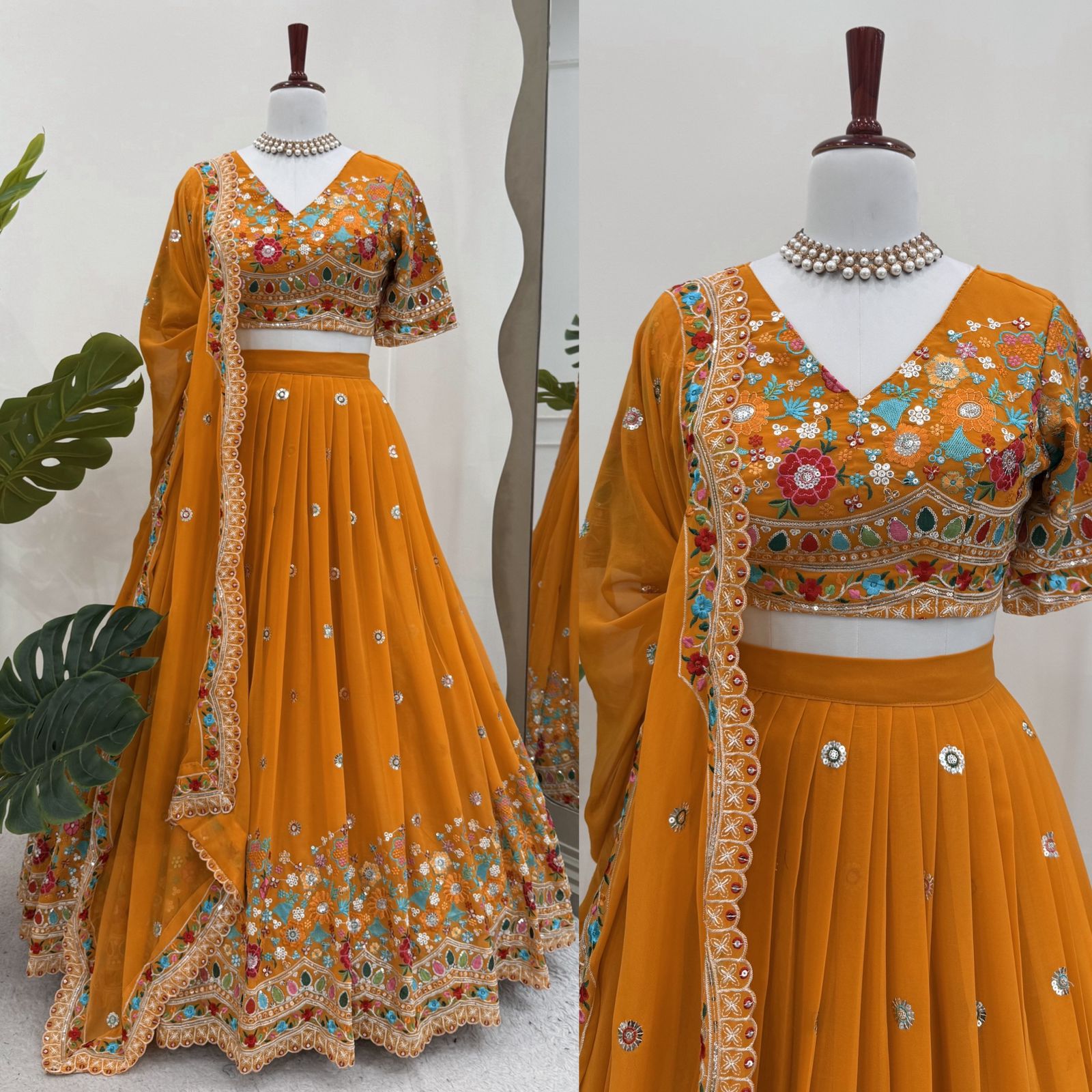 Fanta Color Faux Georgette Fabric Lehenga