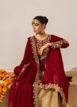 Maroon Faux Georgette Fabric Palazzo Set With Pearl Work