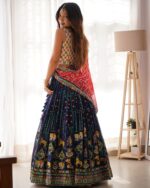 Multi Color Faux Georgette Fabric Thread With Sequence Work Lehenga