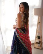 Multi Color Faux Georgette Fabric Thread With Sequence Work Lehenga