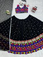 Navratri Special Black Color Faux Georgette Fabric Lehenga