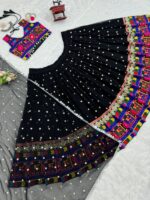 Navratri Special Black Color Faux Georgette Fabric Lehenga