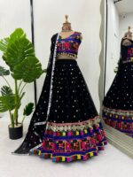 Navratri Special Black Color Faux Georgette Fabric Lehenga