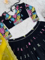 Navratri Special Black Color Faux Georgette Fabric Lehenga
