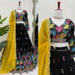 Navratri Special Black Color Faux Georgette Fabric Lehenga