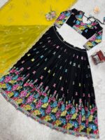 Navratri Special Black Color Faux Georgette Fabric Lehenga