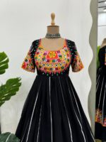 Navratri Special Black Color Faux Georgette Fabric Top Lehenga Set