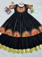 Navratri Special Black Color Faux Georgette Fabric Top Lehenga Set