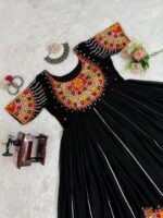 Navratri Special Black Color Faux Georgette Fabric Top Lehenga Set