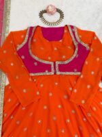 Orange Color Faux Georgette Fabric With Koti Style Suit