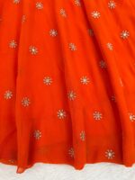 Orange Color Faux Georgette Fabric With Koti Style Suit