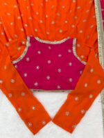 Orange Color Faux Georgette Fabric With Koti Style Suit