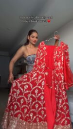 Red Color Faux Georgette Fabric Suit