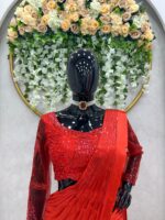 Red Color Satin Silk Fabric Ready To Wear Lehenga Saree