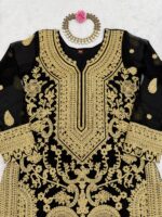 Black Color Faux Georgette Fabric Chain Stitch Work Palazzo Set
