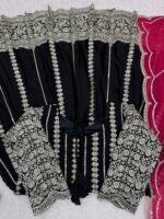 Black Color Faux Georgette Fabric Thread With Sequence Work Palazzo Suit