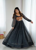 Black Color Georgette Fabric Digital Print Work Maxi Style Navratri Suit