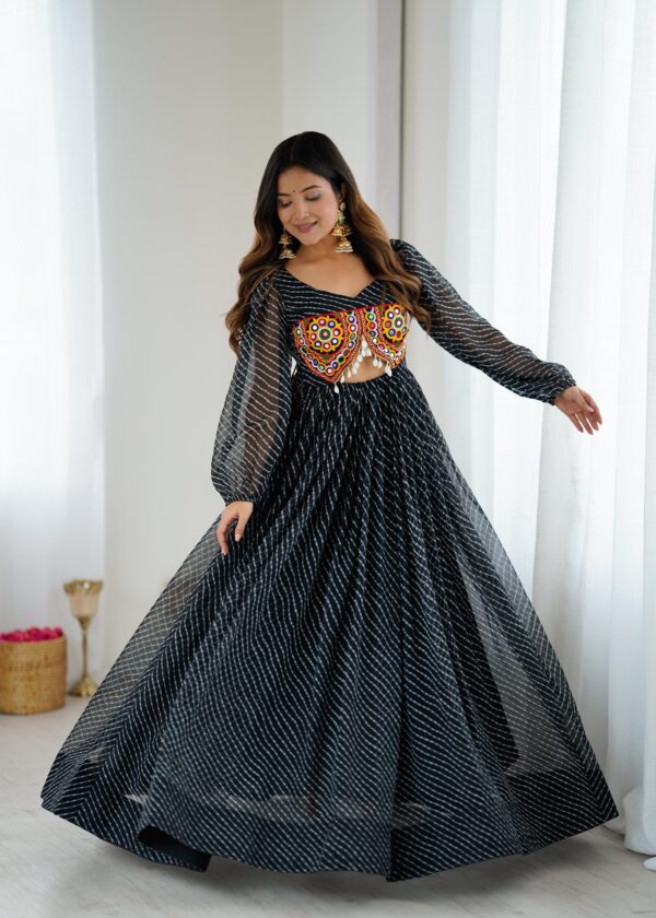 Black Color Georgette Fabric Digital Print Work Maxi Style Navratri Suit