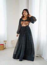 Black Color Georgette Fabric Digital Print Work Maxi Style Navratri Suit