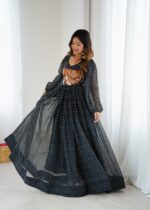 Black Color Georgette Fabric Digital Print Work Maxi Style Navratri Suit