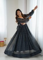 Black Color Georgette Fabric Digital Print Work Maxi Style Navratri Suit