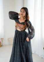 Black Color Georgette Fabric Digital Print Work Maxi Style Navratri Suit
